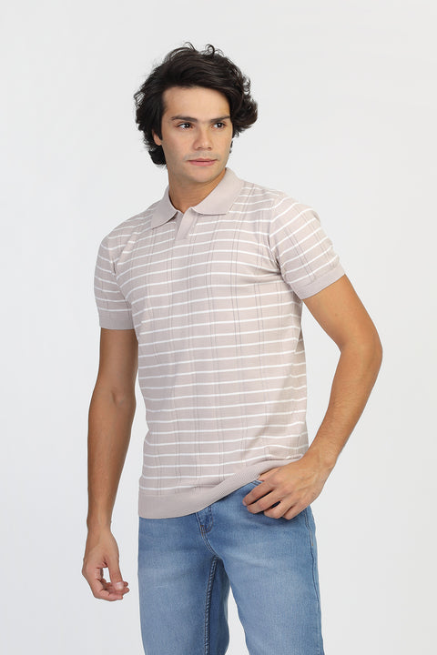 Polo Shirt Regular Fit Knitted Beige