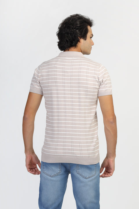 Polo Shirt Regular Fit Knitted Beige