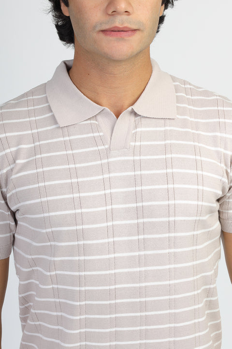 Polo Shirt Regular Fit Knitted Beige