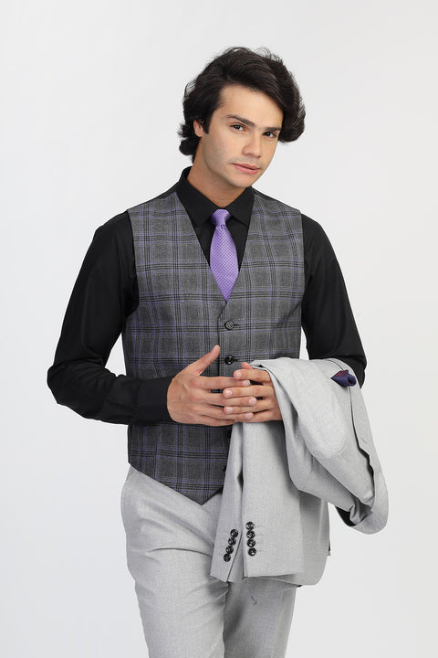 Slim Fit Suit Light Gray