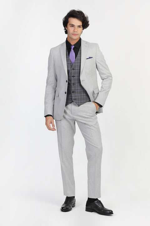 Slim Fit Suit Light Gray