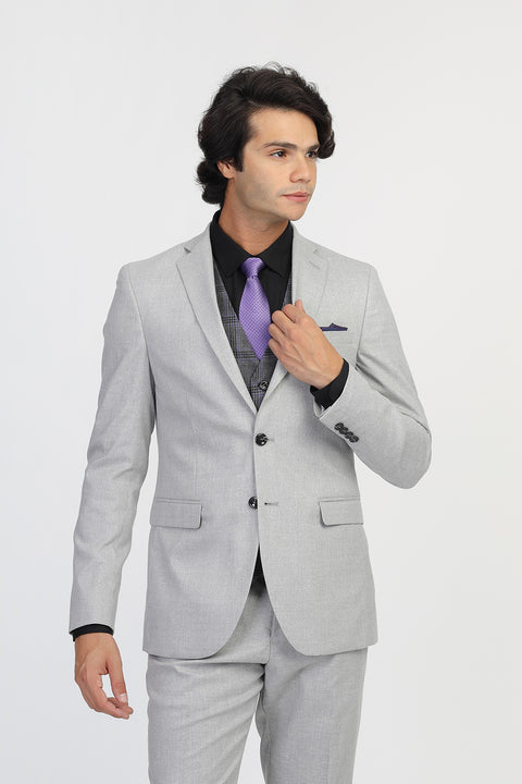 Slim Fit Suit Light Gray