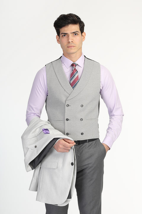 Slim Fit Suit Light Gray