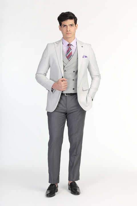Slim Fit Suit Light Gray
