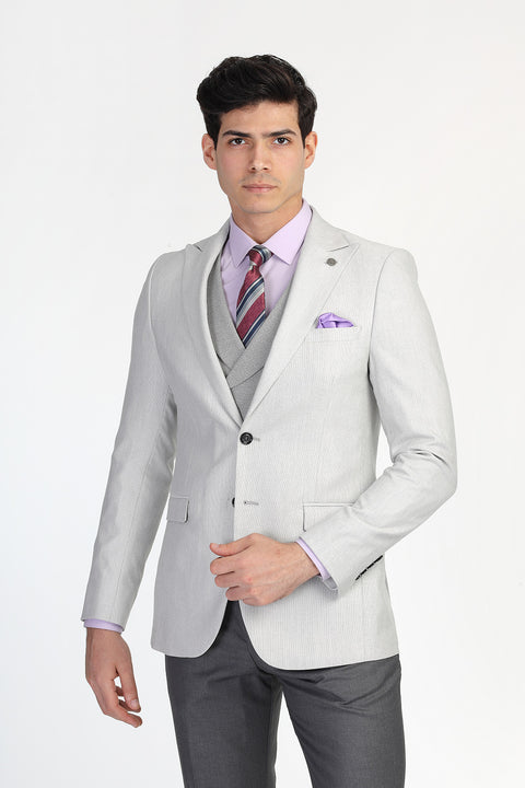 Slim Fit Suit Light Gray
