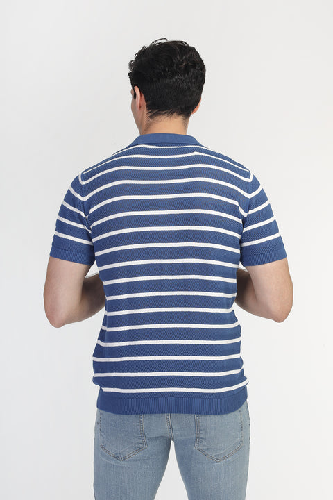 Polo Shirt Regular Fit Knitted Blue