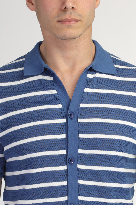 Polo Shirt Regular Fit Knitted Blue