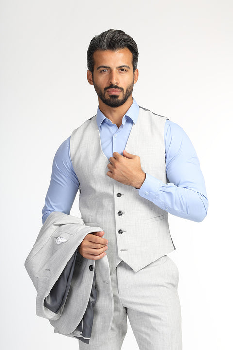 Slim Fit Suit Light Gray