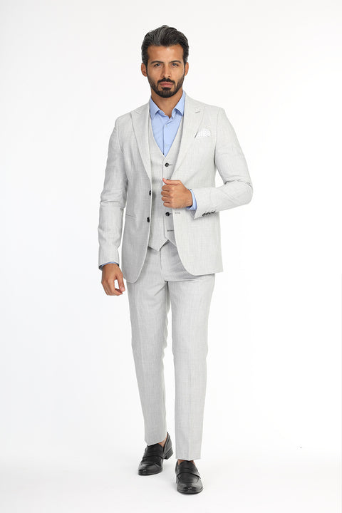 Slim Fit Suit Light Gray