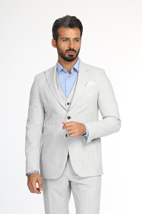 Slim Fit Suit Light Gray