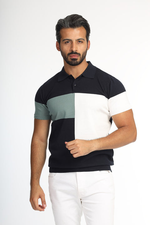 Polo Shirt Regular Fit Knitted Dark Blue