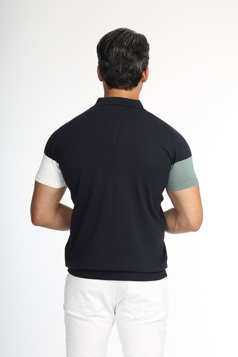 Polo Shirt Regular Fit Knitted Dark Blue