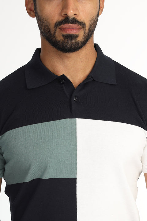 Polo Shirt Regular Fit Knitted Dark Blue