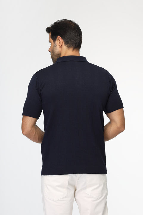 Polo Shirt Regular Fit Knitted Dark Blue