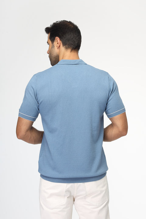 Polo Shirt Regular Fit Knitted Blue