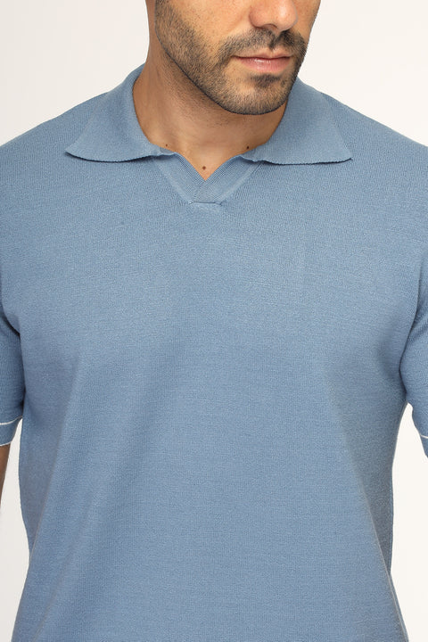 Polo Shirt Regular Fit Knitted Blue