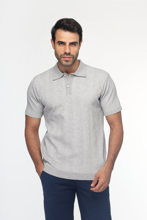 Polo Shirt Regular Fit Knitted Gray