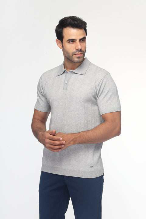 Polo Shirt Regular Fit Knitted Gray