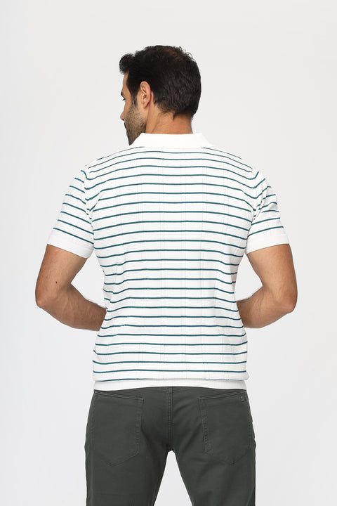 Polo Shirt Regular Fit Knitted Off White