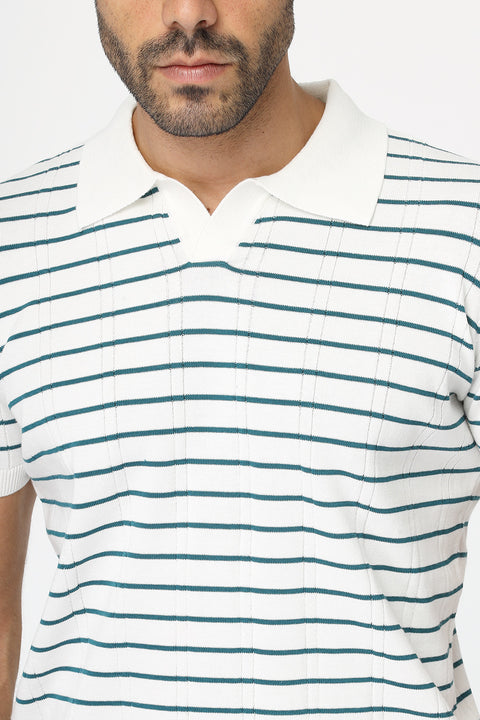Polo Shirt Regular Fit Knitted Off White