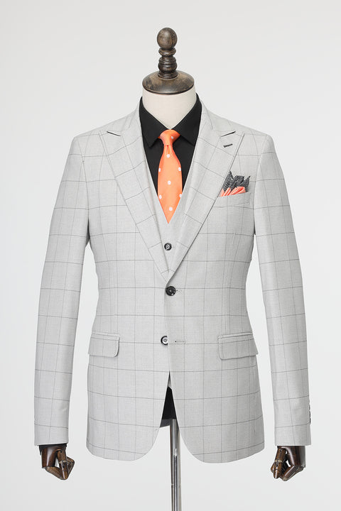 Slim Fit Suit Light Gray
