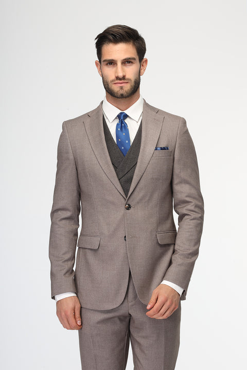 Slim Fit Suit Brown