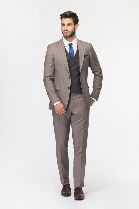 Slim Fit Suit Brown