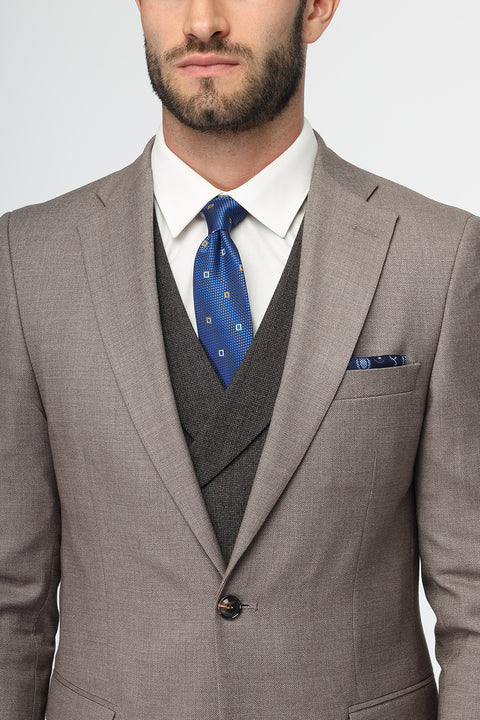 Slim Fit Suit Brown