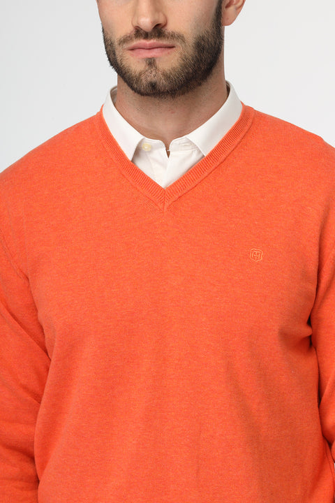 Regular Fit Pullover V Orange