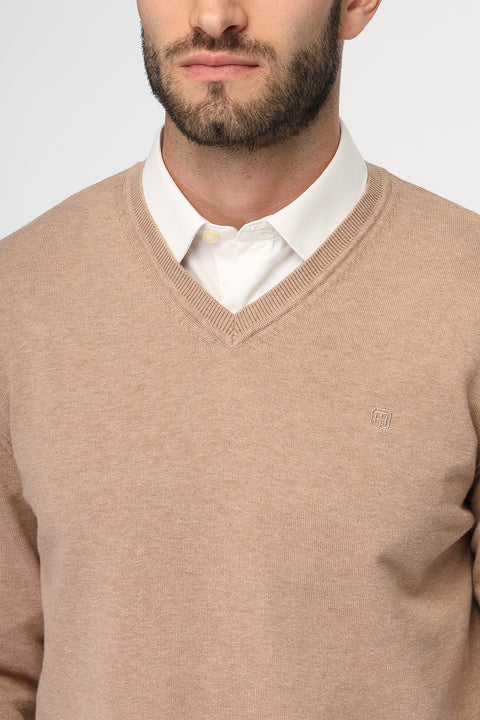 Regular Fit Pullover V Beige