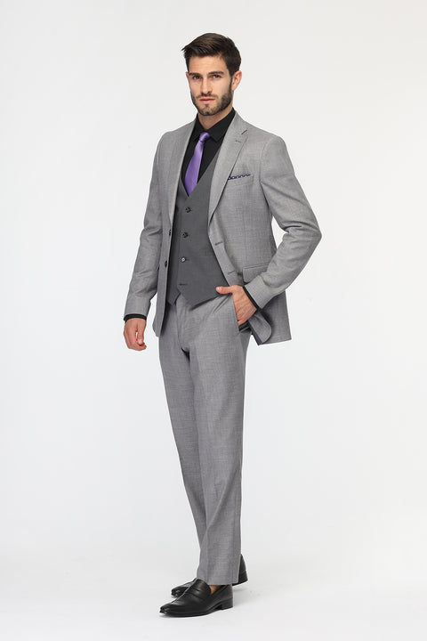 Slim Fit Suit Light Gray