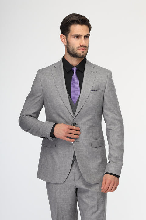 Slim Fit Suit Light Gray