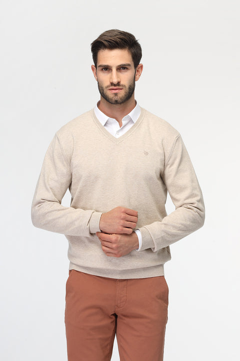 Regular Fit Pullover V Beige
