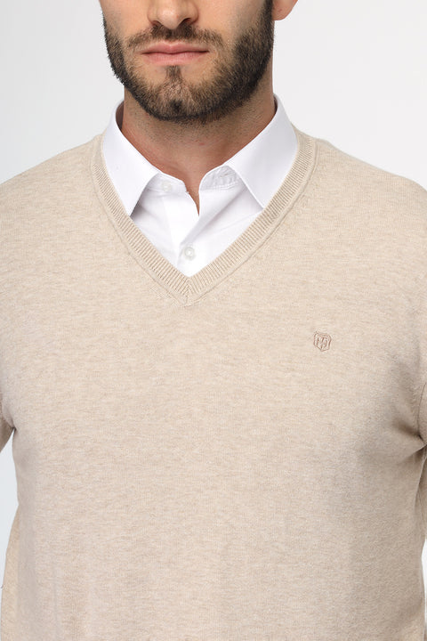 Regular Fit Pullover V Beige