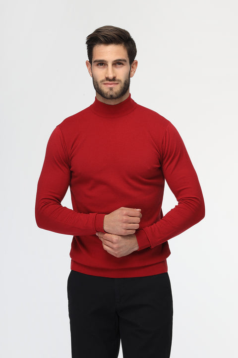 Slim Fit Pullover Dark Red