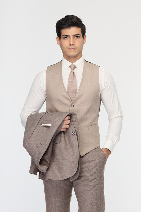 Slim Fit Suit Brown