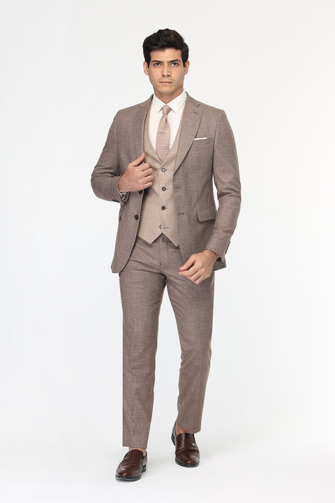 Slim Fit Suit Brown
