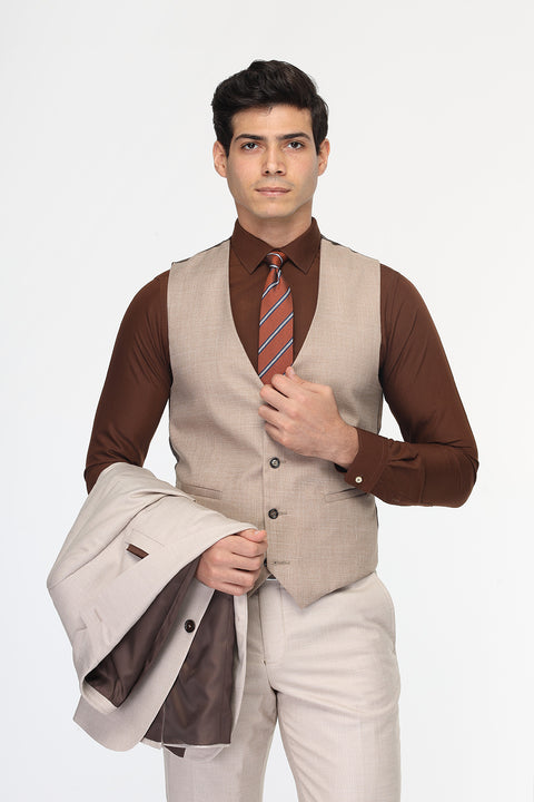Slim Fit Suit Beige