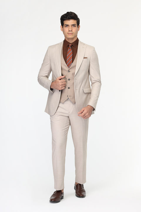 Slim Fit Suit Beige