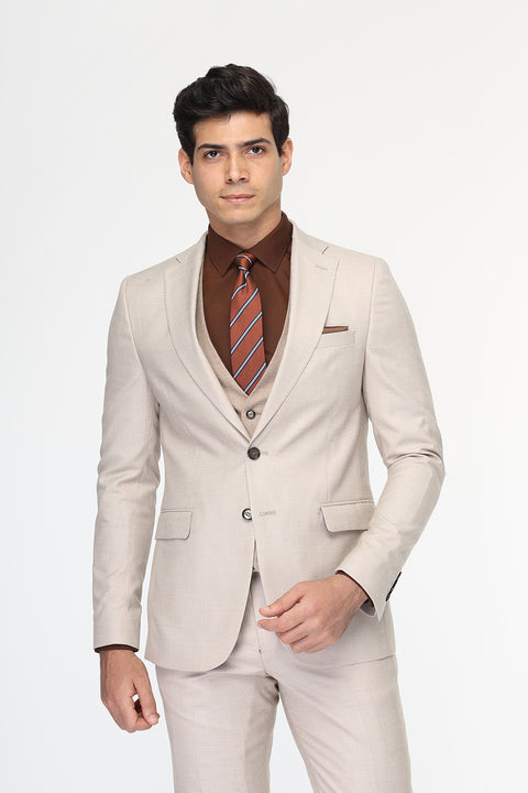 Slim Fit Suit Beige