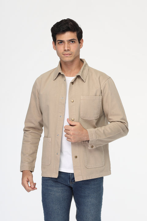 Regular Fit Over Shirt Beige