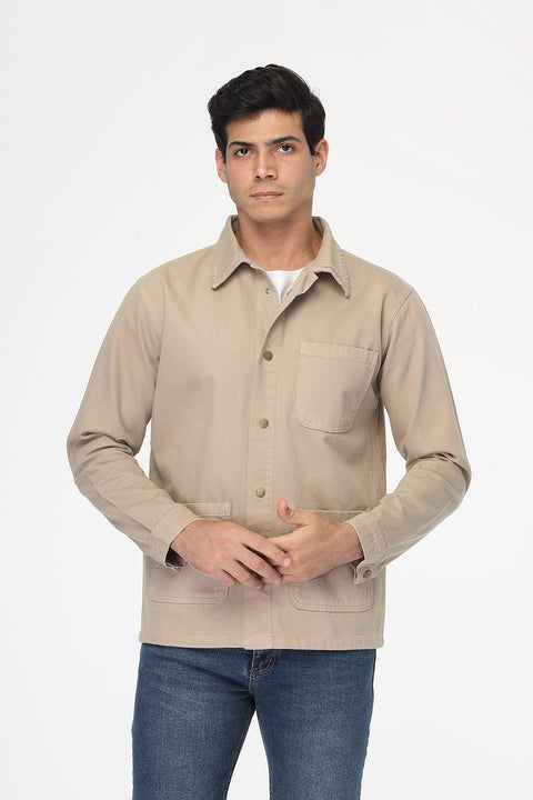 Regular Fit Over Shirt Beige