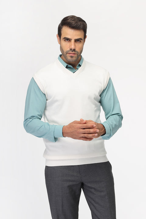 Slim Fit Gilet Off White