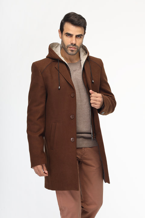 Regular Fit Coat Brown
