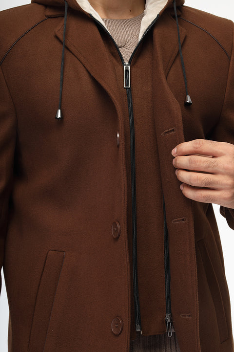 Regular Fit Coat Brown