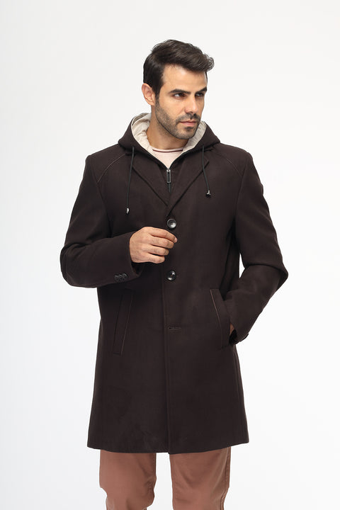 Regular Fit Coat Dark Brown