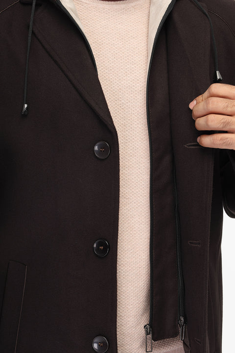 Regular Fit Coat Dark Brown