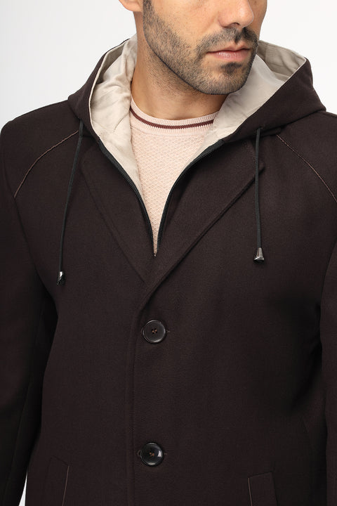 Regular Fit Coat Dark Brown