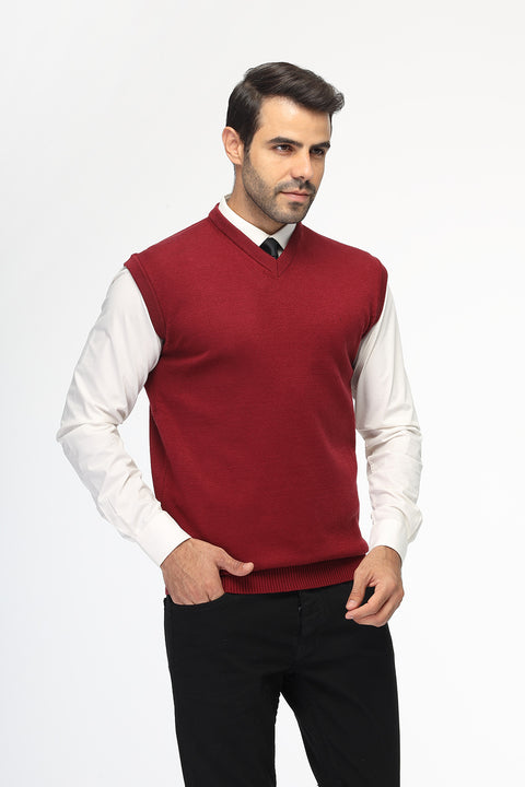 Slim Fit Gilet Maroon