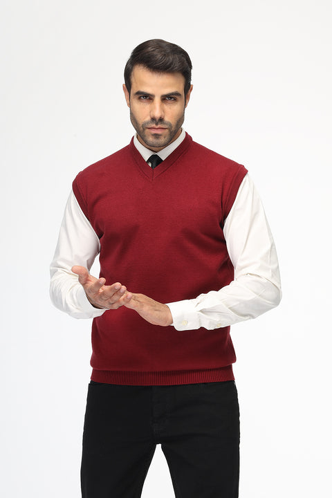 Slim Fit Gilet Maroon